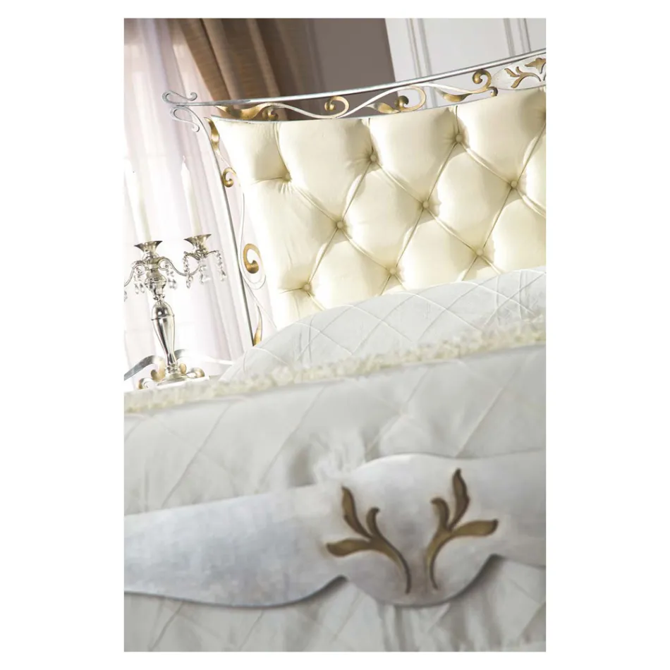 Lit Double de Style Classique en Fer et Cuir Fabriqué en Italie - King Viadurini