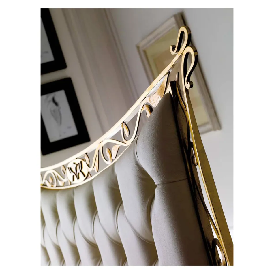 Lit Double de Style Classique en Fer et Cuir Fabriqué en Italie - King Viadurini