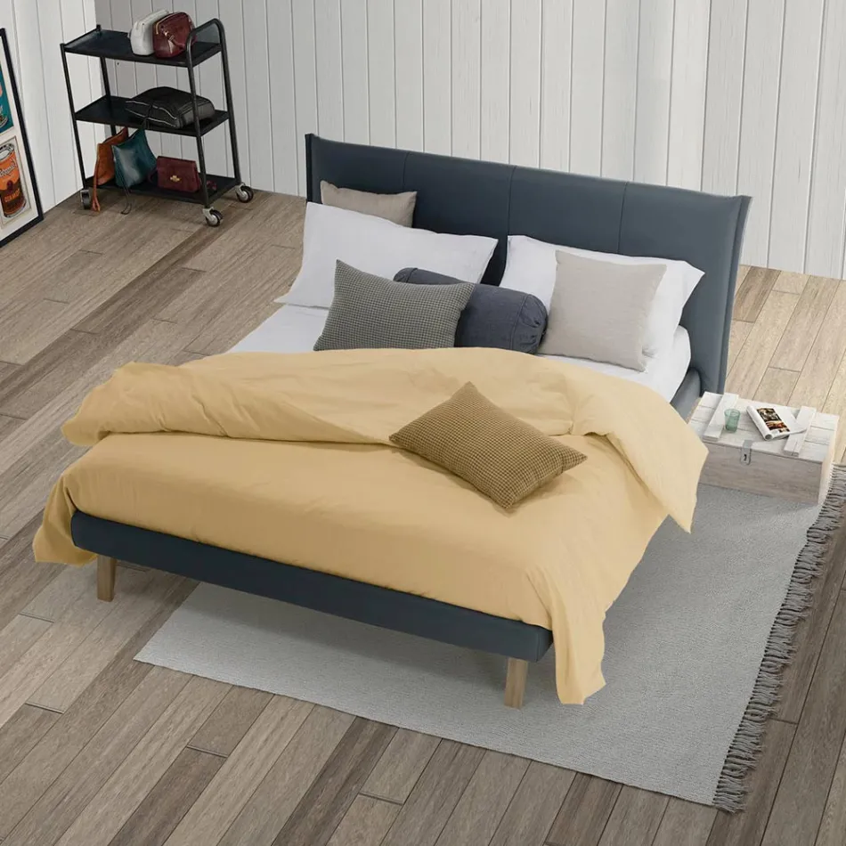 Lit Double Design de Luxe en Eco-Cuir ou Tissu Fabriqué en Italie – Generus Viadurini
