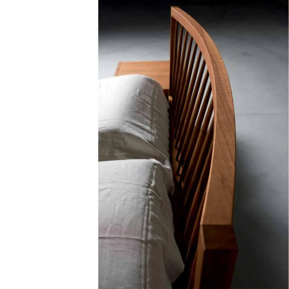 Lit double design 160x200cm avec base Alain en noyer massif Viadurini