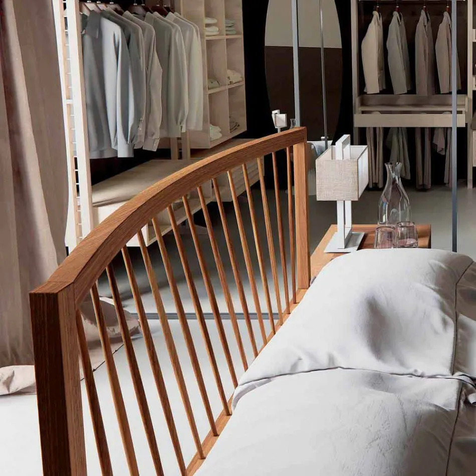 Lit double design 160x200cm avec base Alain en noyer massif Viadurini