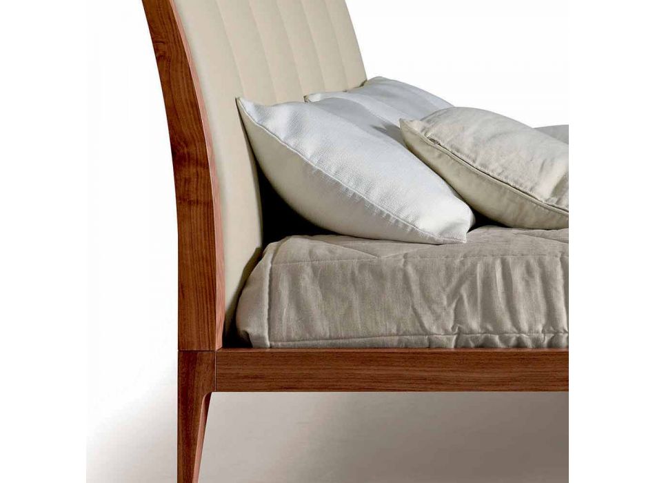 Lit double design avec tête de lit rembourrée en cuir Menardo Viadurini
