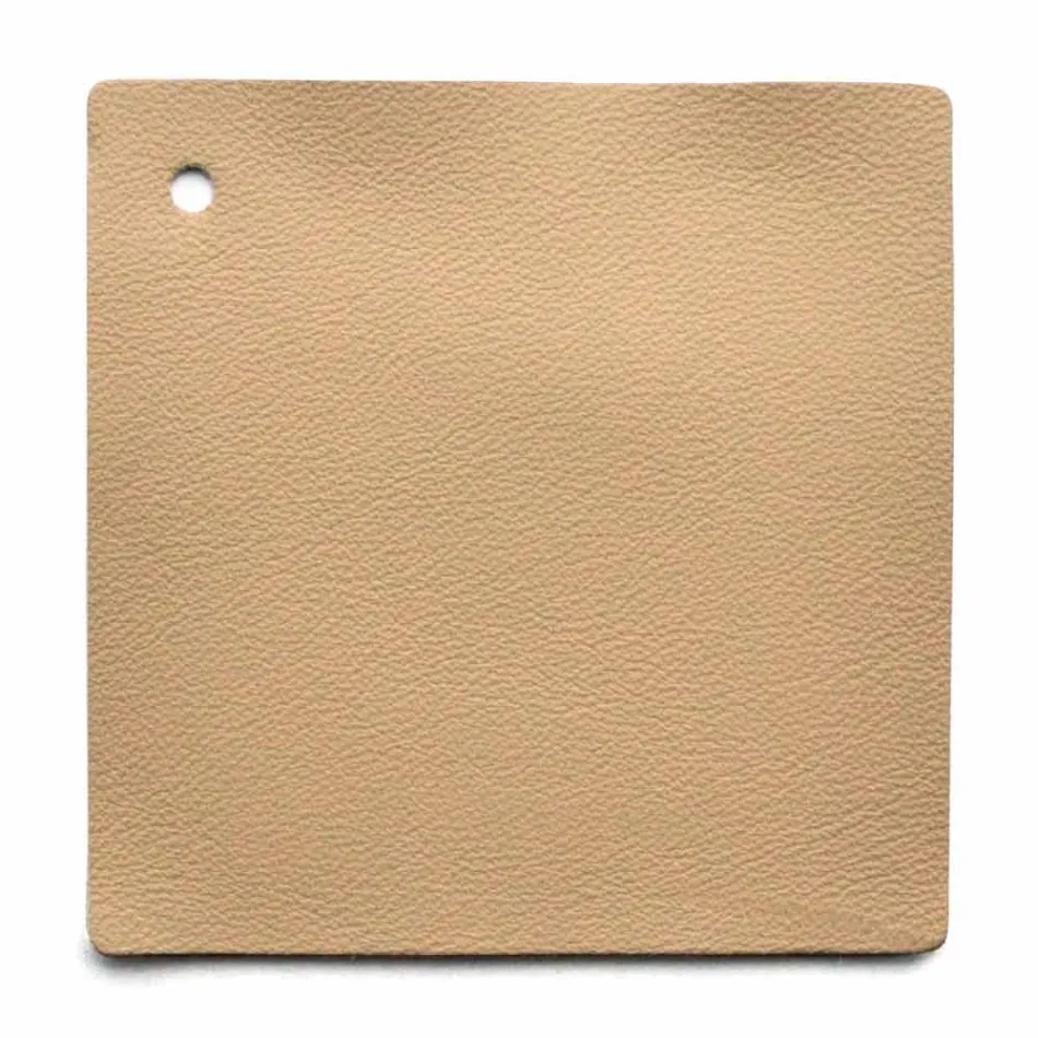 Lit double design avec tête de lit rembourrée en cuir Menardo Viadurini