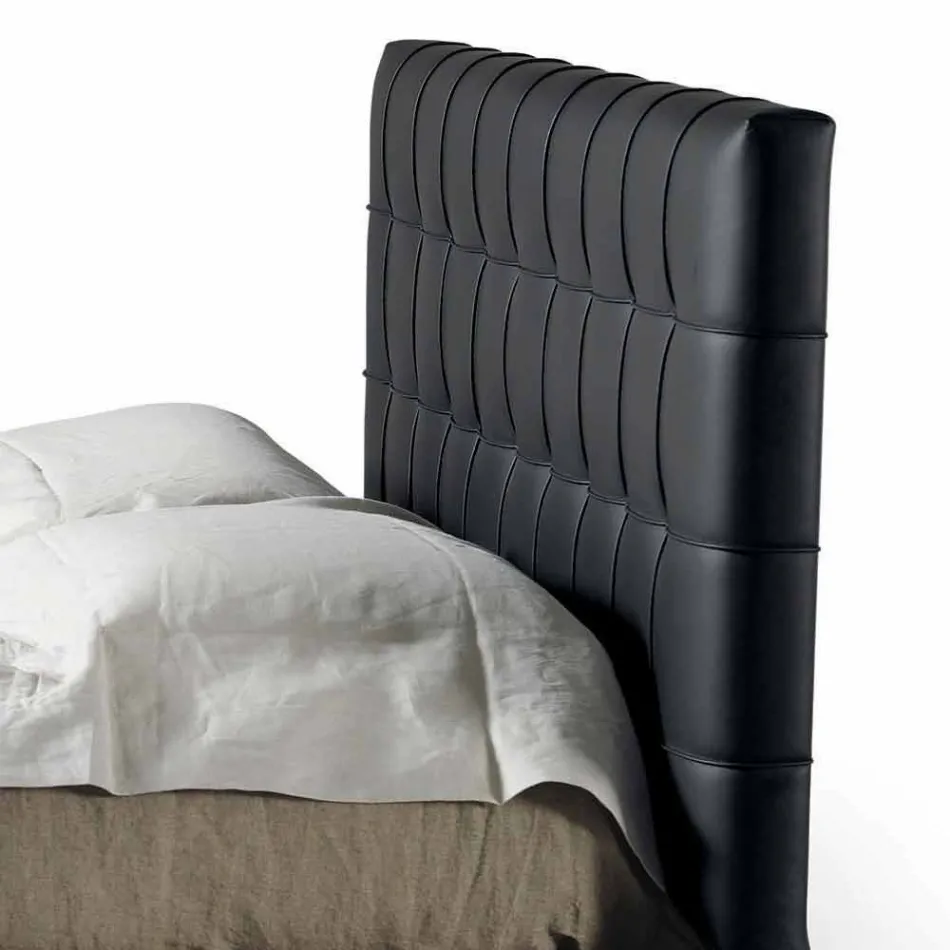 Lit double design avec tête de lit rembourrée Leilo, 160x200 cm Viadurini