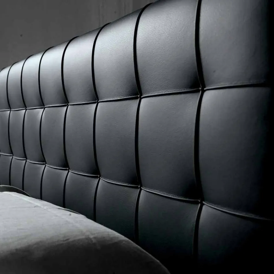 Lit double design avec tête de lit rembourrée Leilo, 160x200 cm Viadurini