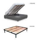 Lit double rembourré avec 2 tables de chevet et matelas fabriqué en Italie - Aaron Viadurini