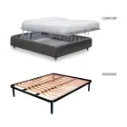 Lit double rembourré avec 2 tables de chevet et matelas Made in Italy - Aaron Viadurini