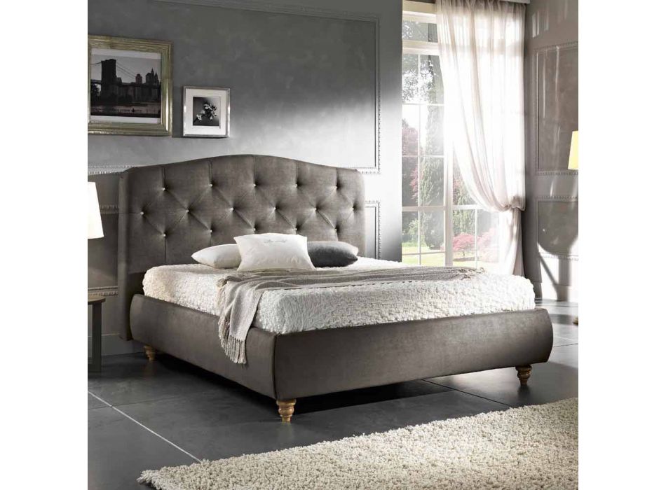 lit double rembourré avec boîte de rangement 160x190 / 200cm Leone Viadurini