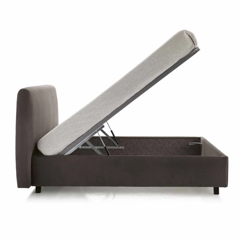 lit double rembourré avec boîte de rangement 160x190 / 200cm Leone Viadurini