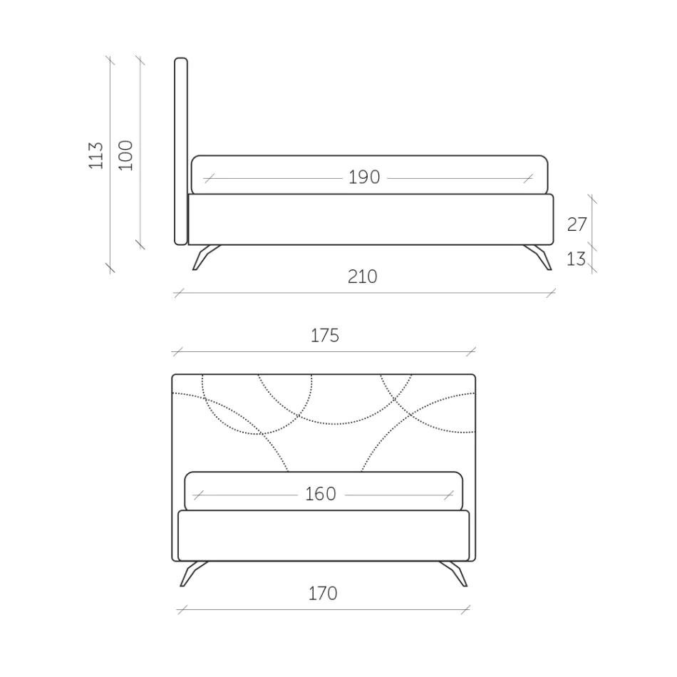 Lit double rembourré avec coffre de rangement Made in Italy - Tournesol Viadurini