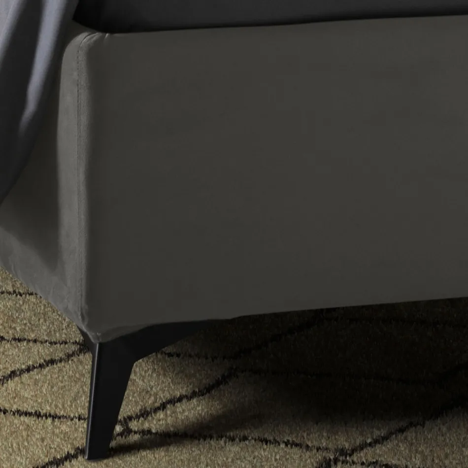 Lit double rembourré avec coffre de rangement Made in Italy - Tournesol Viadurini