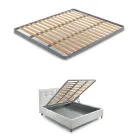 Lit double rembourré avec meuble de rangement en tissu - Belle Viadurini