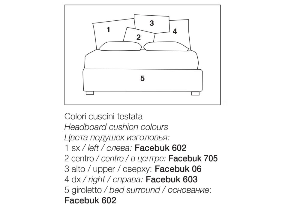 Lit double rembourré avec meuble de rangement en tissu - Belle Viadurini