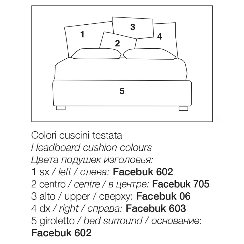 Lit double rembourré avec meuble de rangement en tissu - Belle Viadurini