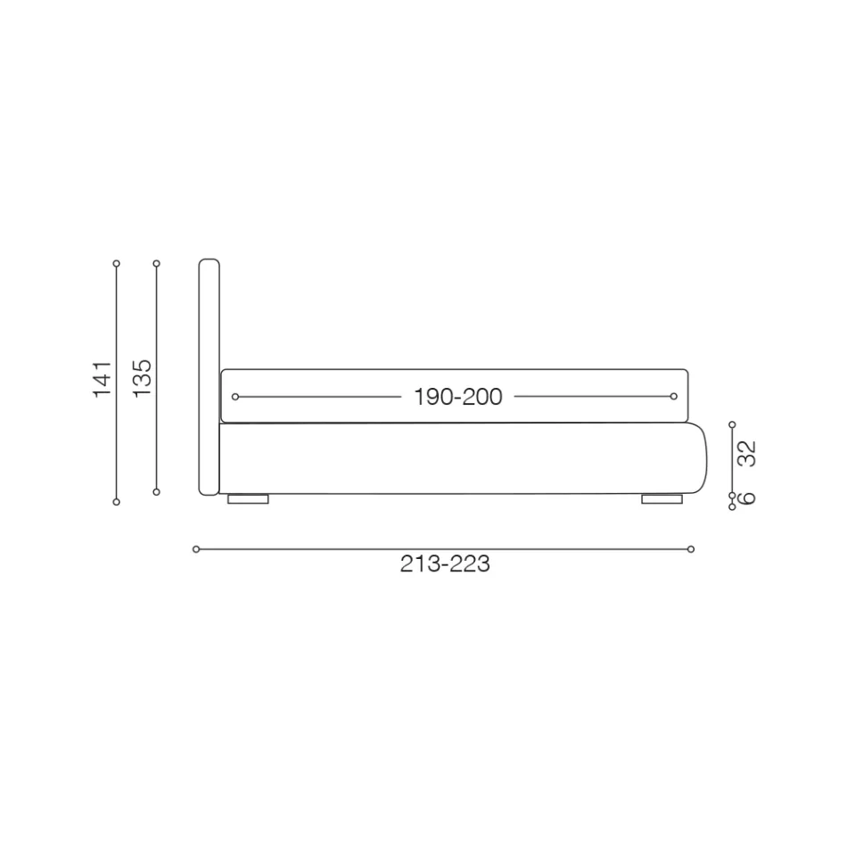Lit double rembourré avec meuble de rangement en tissu - Belle Viadurini