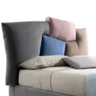 Lit double rembourré avec meuble de rangement en tissu - Belle Viadurini