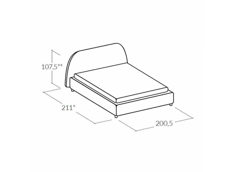 lit double rembourré avec conteneur moderne 160x190 / 200 Reby Viadurini