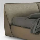 Lit double rembourré et recouvert de tissu et cuir fabriqué en Italie - Lula Viadurini