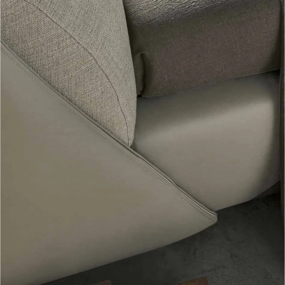 Lit double rembourré et recouvert de tissu et cuir fabriqué en Italie - Lula Viadurini