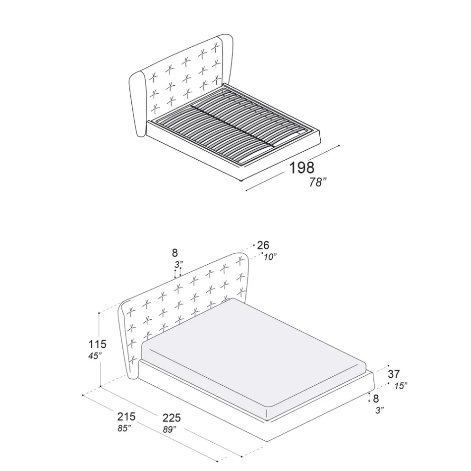 Lit double rembourré en mousse de polyuréthane fabriqué en Italie - Capriccio Viadurini