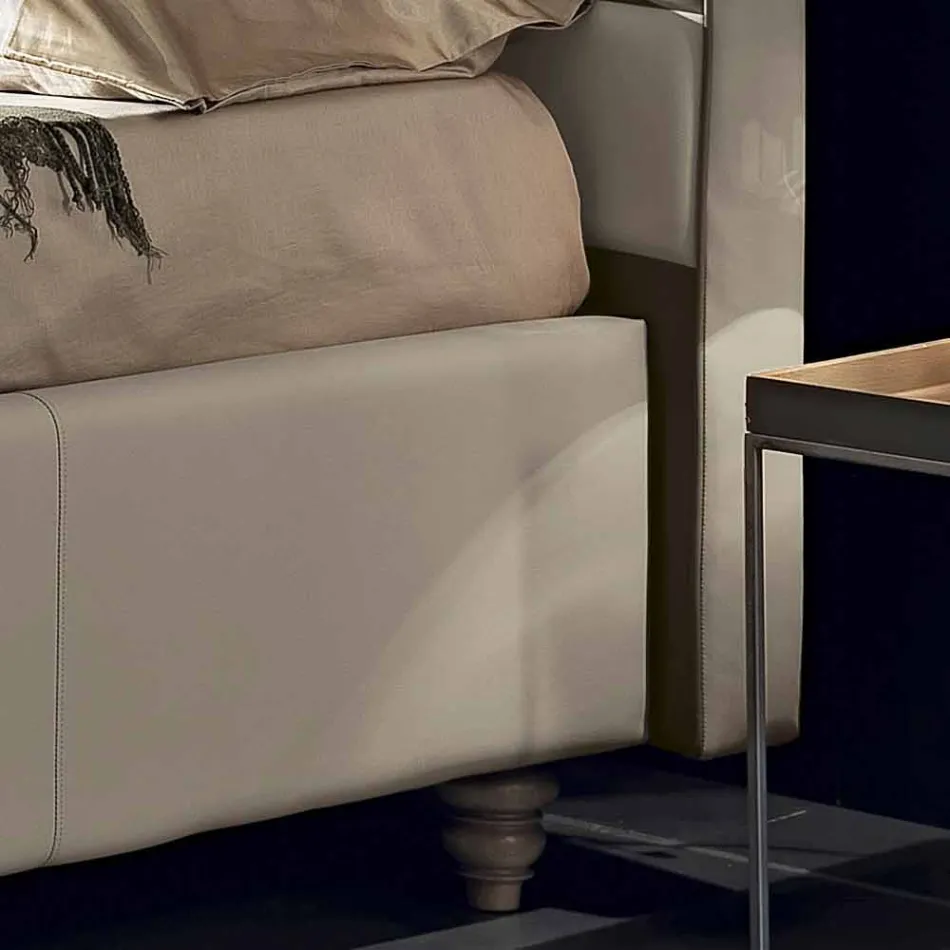 Lit double en simili cuir avec boîte de rangement 160x190 / 200 cm Gin Viadurini