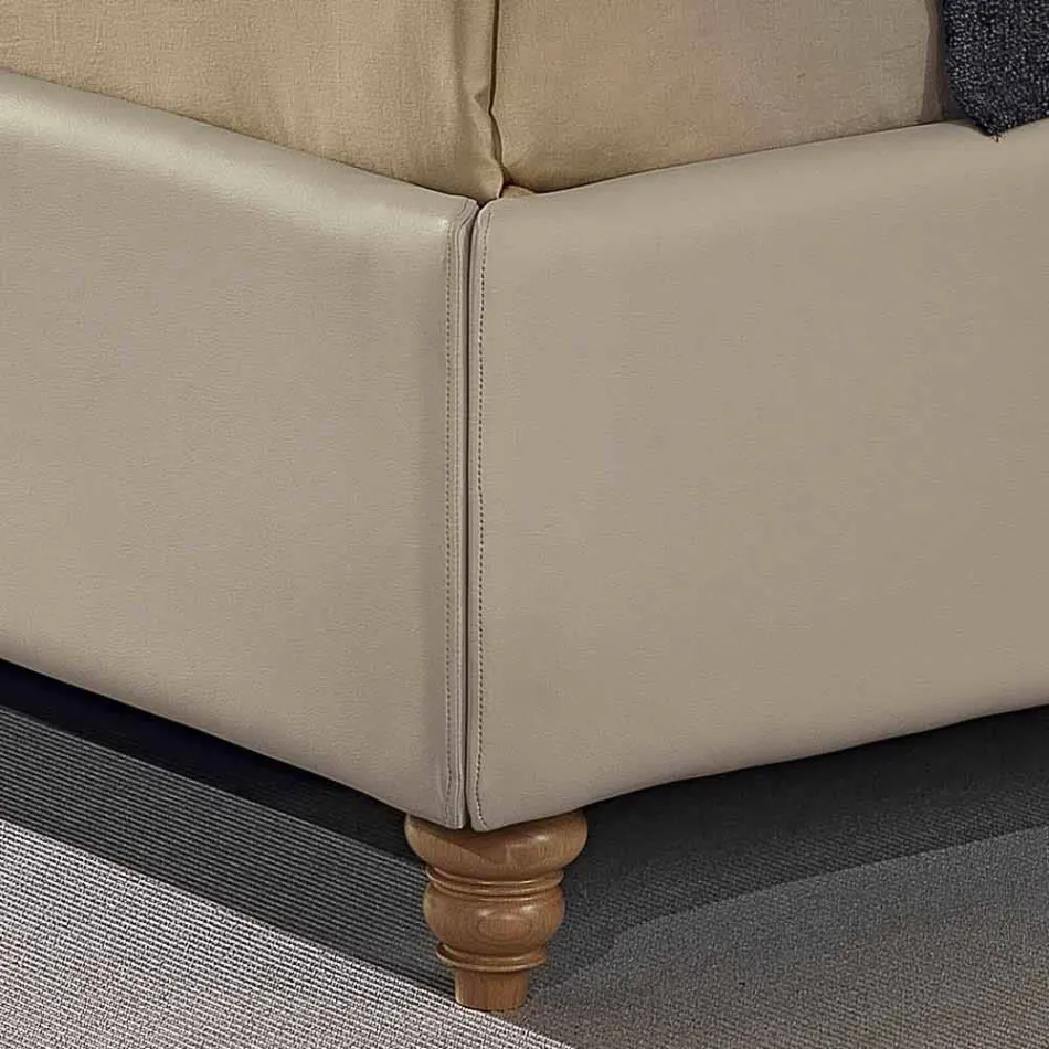 Lit double en simili cuir avec boîte de rangement 160x190 / 200 cm Gin Viadurini