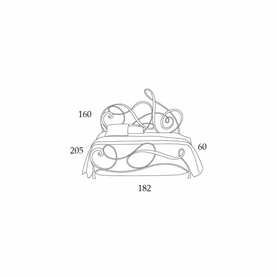 lit double en fer forgé avec Athena treble clef décoration Viadurini