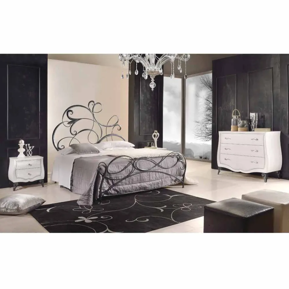 fer lit double avec tête de lit en lame forgée Allison Viadurini