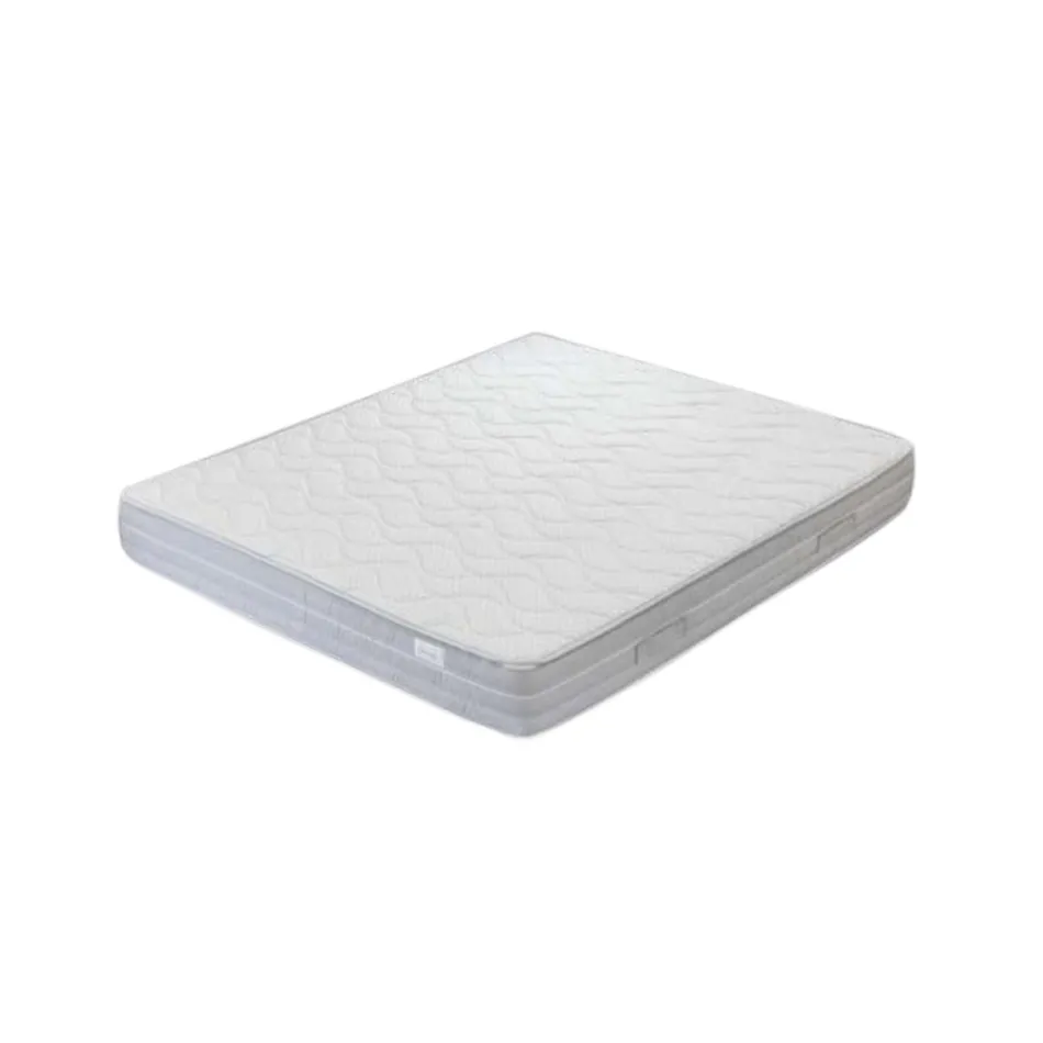 Lit double en fer et cuir véritable, 2 tables de chevet et matelas - Raisons Viadurini