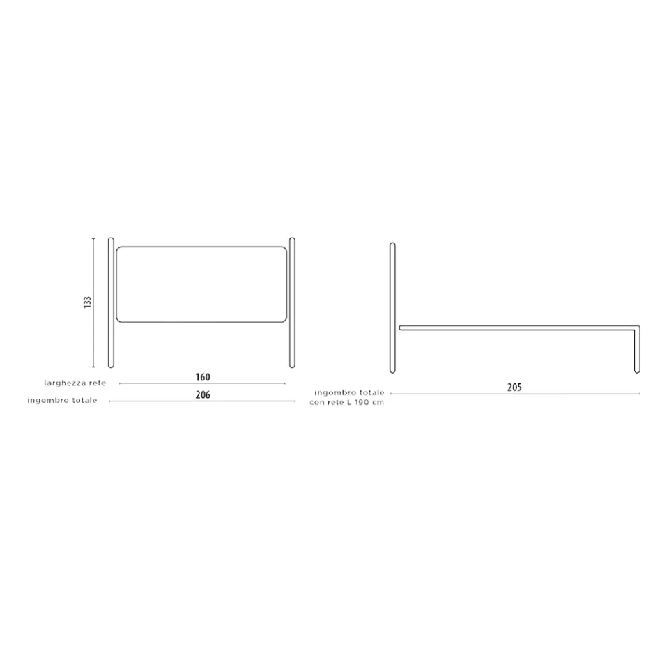 Lit double en fer et cuir véritable, 2 tables de chevet et matelas - Raisons Viadurini