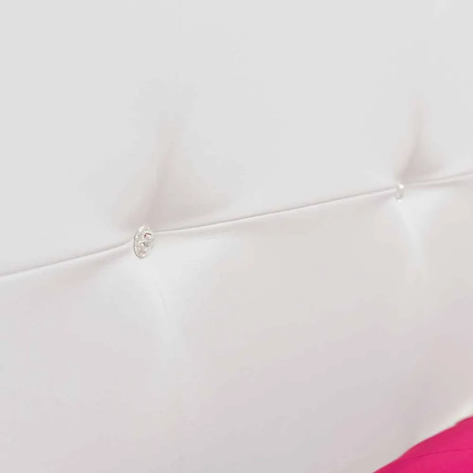 Lit Double en Similicuir avec Pieds en Bois Fabriqué en Italie - Perzio Viadurini