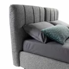 Lit Double en Tissu avec Boîte et Tête de Lit Rayée Fabriqué en Italie - Nives Viadurini