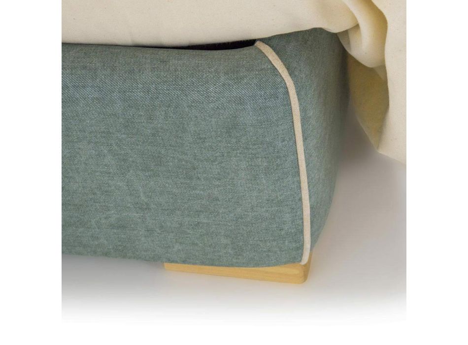 Lit double en tissu ou éco-cuir avec meuble de rangement Made in Italy – Etoile Viadurini