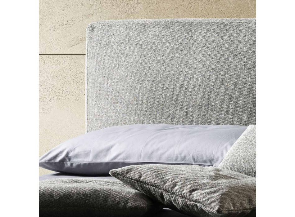Lit double en tissu ou velours avec meuble de rangement Made in Italy - Ernesto Viadurini