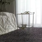 Lit double en cuir véritable avec matelas et 2 tables de chevet - King Viadurini