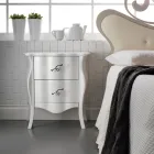 Lit double en cuir véritable avec matelas et 2 tables de chevet fabriqué en Italie - Laser Viadurini