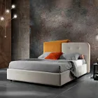 Lit Double Design Moderne en Velours Gris et Orange - Plorifon Viadurini