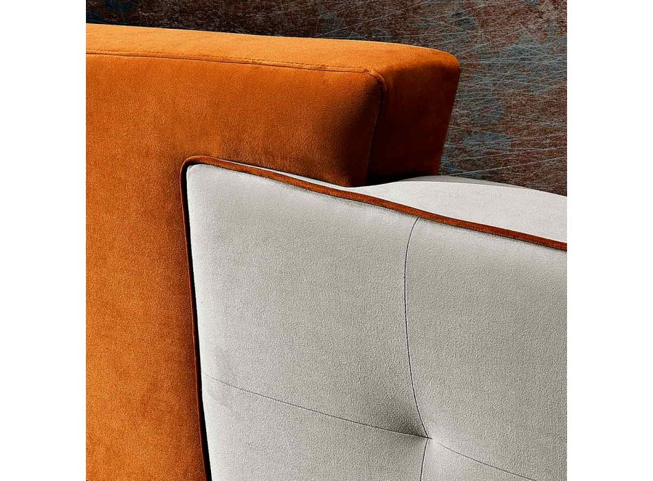 Lit Double Design Moderne en Velours Gris et Orange - Plorifon Viadurini