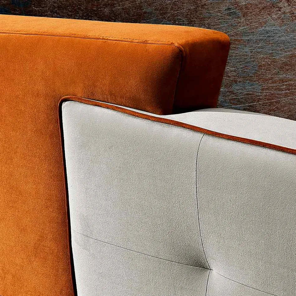 Lit Double Design Moderne en Velours Gris et Orange - Plorifon Viadurini