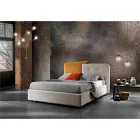 Lit Double Design Moderne en Velours Gris et Orange - Plorifon Viadurini
