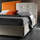 Lit Double Design Moderne en Velours Gris et Orange - Plorifon Viadurini