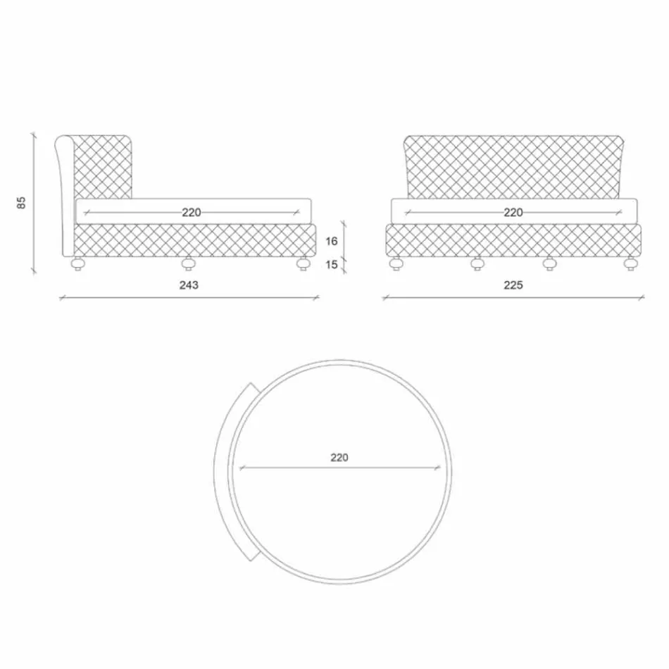 Lit double rond moderne de luxe en similicuir fabriqué en Italie - Dream Viadurini