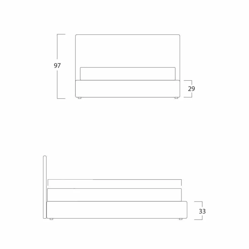 Lit double moderne, sans rangement, Gaya New by Bolzan Viadurini