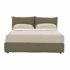 Lit double rembourré en tissu avec pieds noirs Fabriqué en Italie - Bandola Viadurini