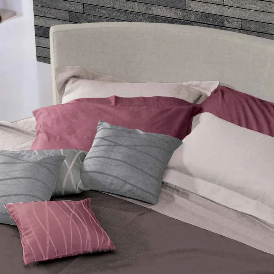 Lit double design rond recouvert de tissu Made in Italy - Rello Viadurini