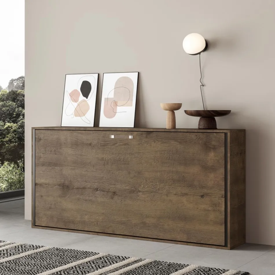 Lit simple escamotable horizontal fabriqué en Italie - Collaboratif Viadurini