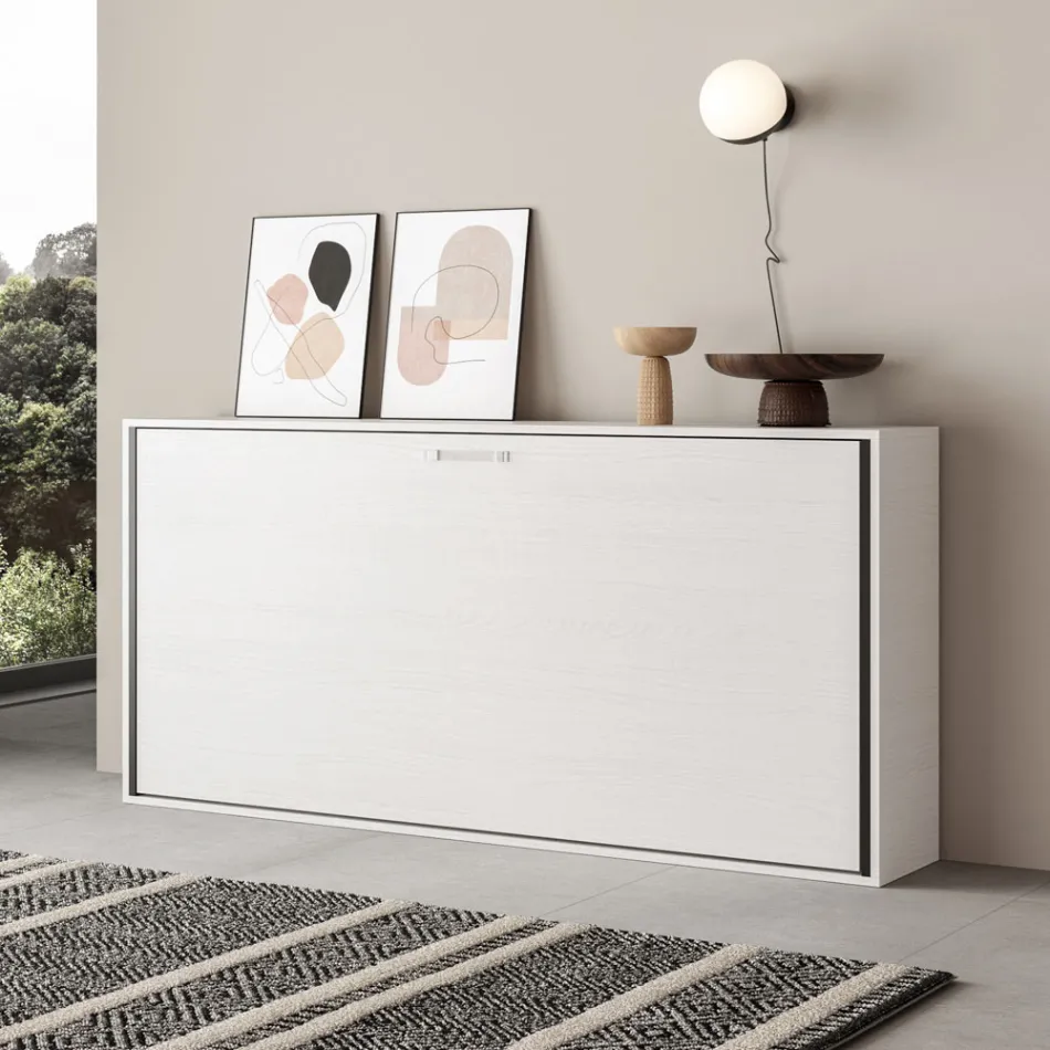 Lit simple escamotable horizontal fabriqué en Italie - Collaboratif Viadurini