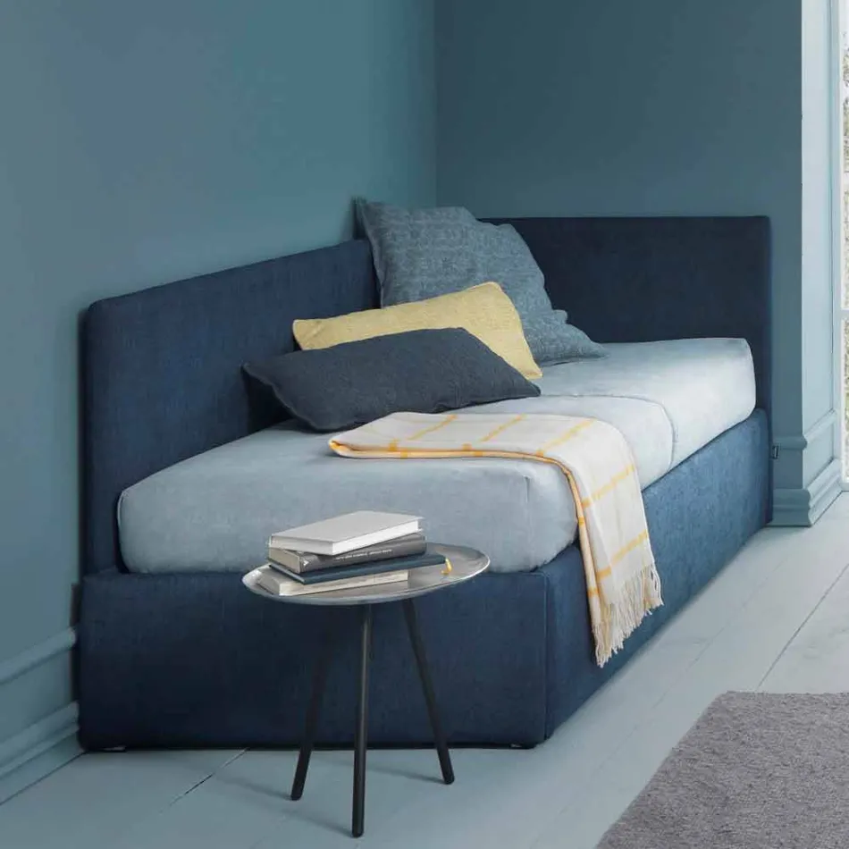 Lit d'angle simple avec tête de lit et panneau latéral Line4 Bolzan Viadurini