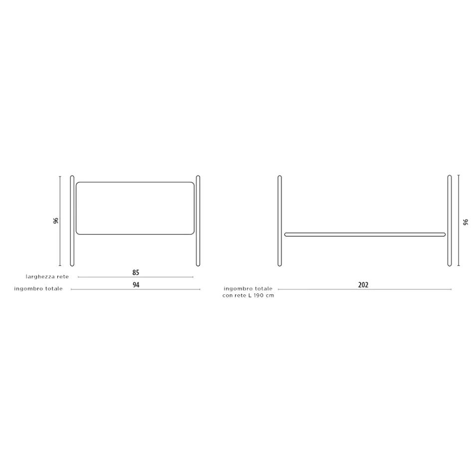 Lit simple avec structure en fer coordonné fabriqué en Italie - Lillo Viadurini