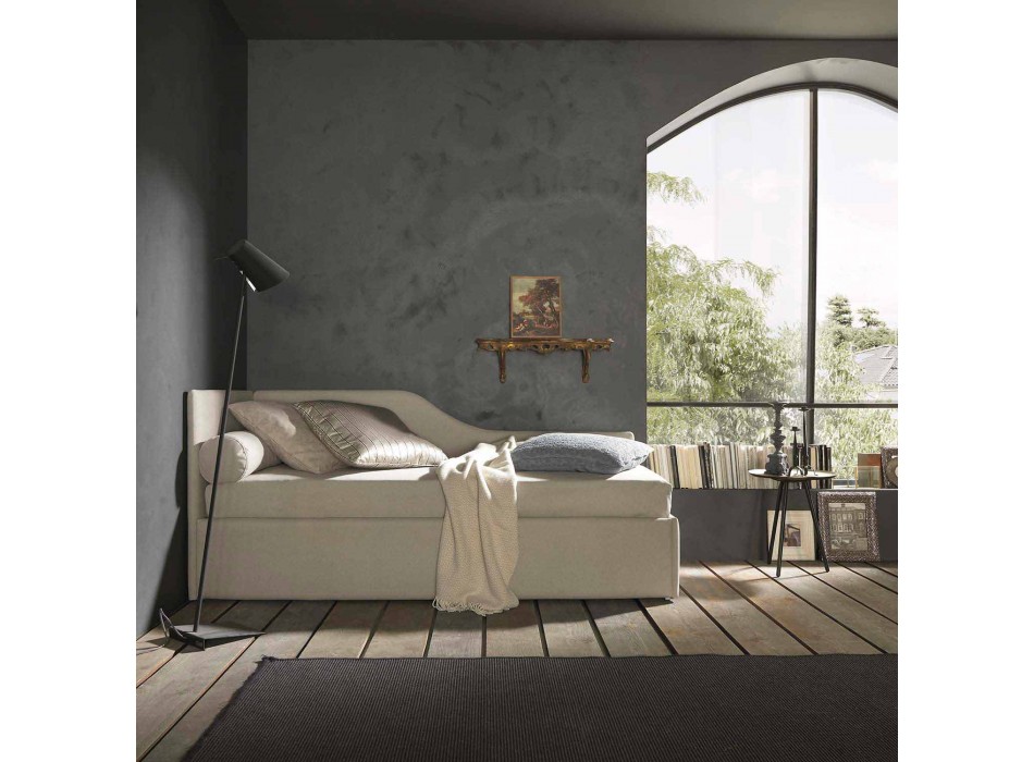 Lit simple avec tête de lit et panneau latéral profilés, Line8 Bolzan Viadurini